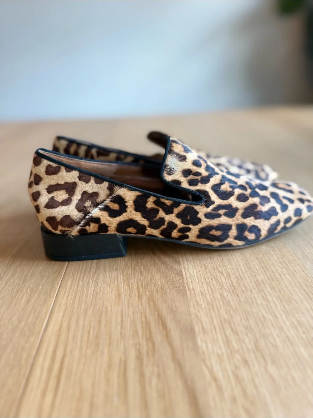 Franco Sarto Leopard Print Loafers - Tan and Black